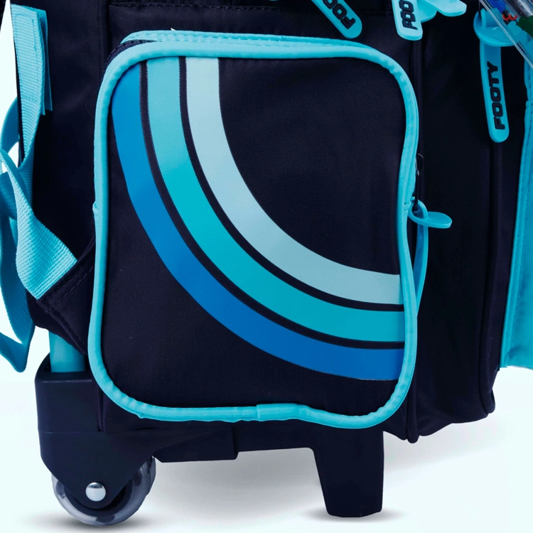 Mochila Escolar Footy 2026 Color Line Azul con Carro 18" Art.F26431
